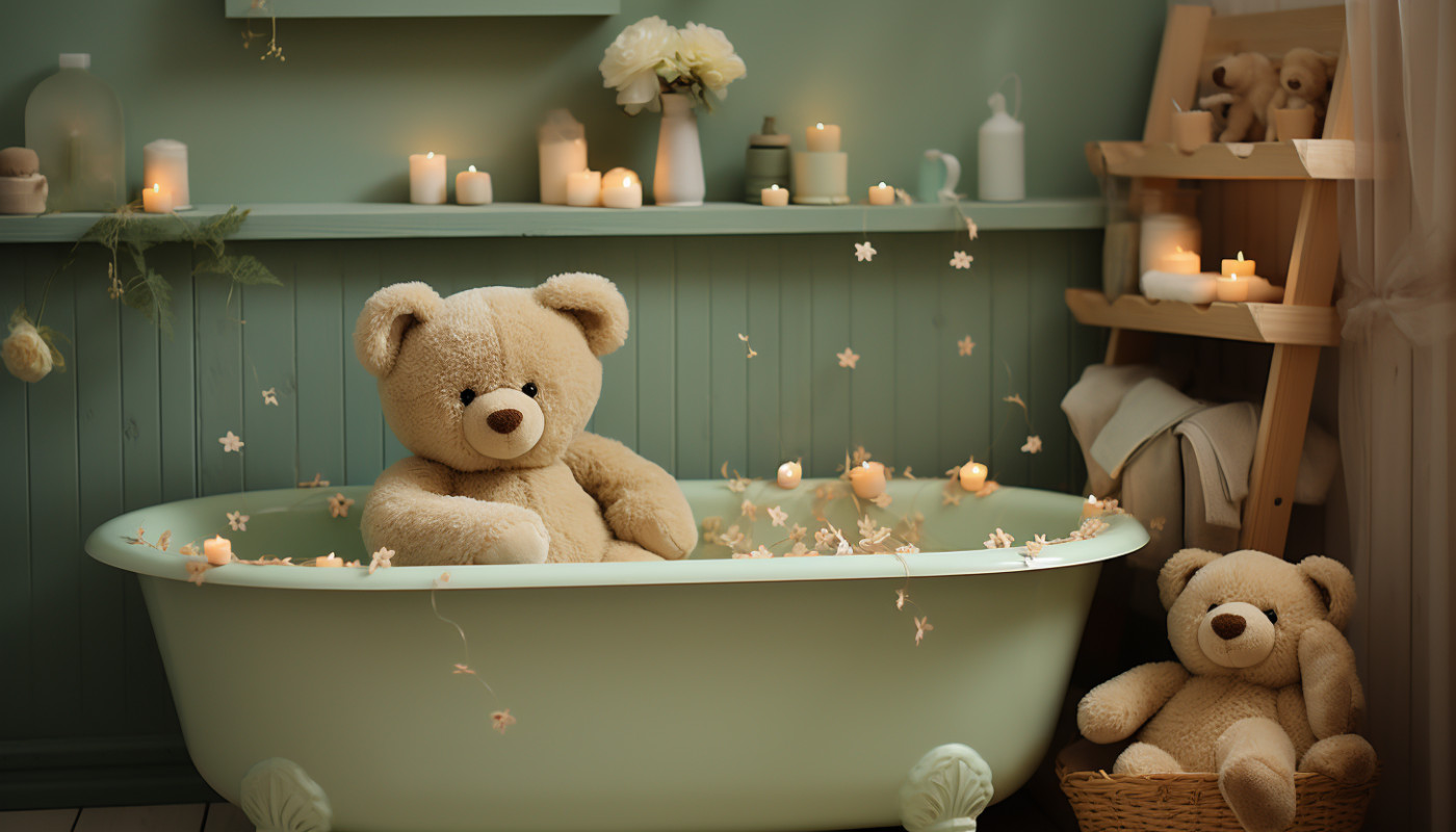 La place de la baignoire et de la décoration de la chambre du bébé
